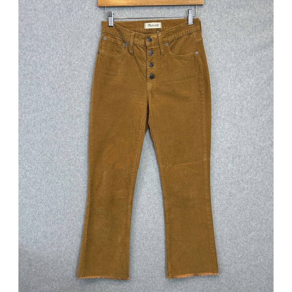 Madewell Cali Demi-Boot Corduroy Crop Pants Brown Button Fly Academic Size 25